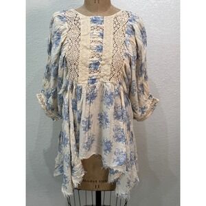 A Rare Bird Whispering Blue Bells Parlor Lightweight Shirt One Size NWT